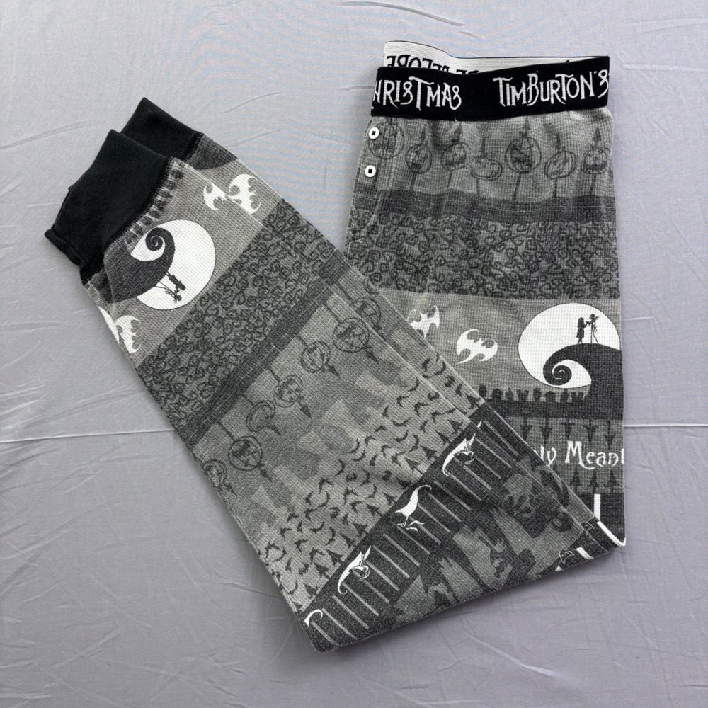 Disney Nightmare‎ Before Christmas Thermal Pajama Pants Gray Jack Skellington L